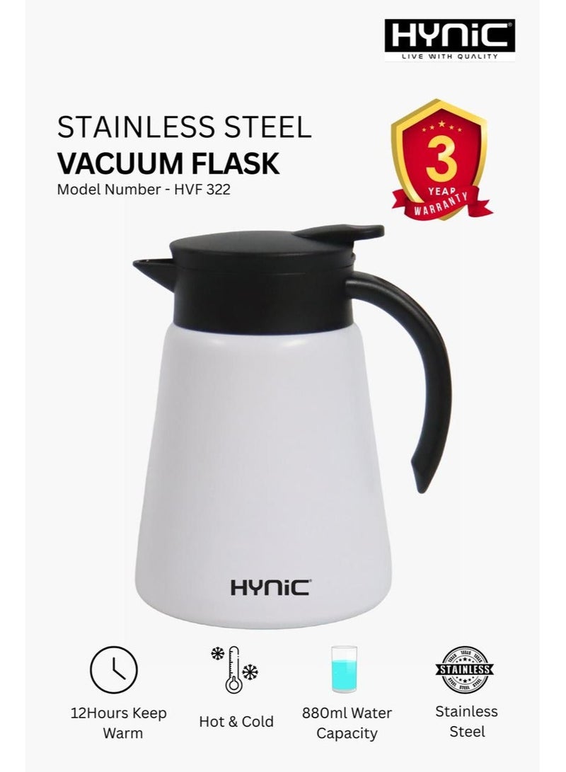 Hynic Stainless Steel Vacuum Flask 880ml | Double-Wall Vacuum Insulated Thermal Carafe for Hot & Cold Drinks | 12-Hour Heat Retention, BPA-Free 304 Food-Grade Steel, Leakproof Lid - Image 1